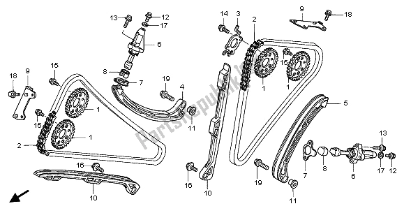 Todas as partes de Corrente De Came E Tensor do Honda VFR 800 2003