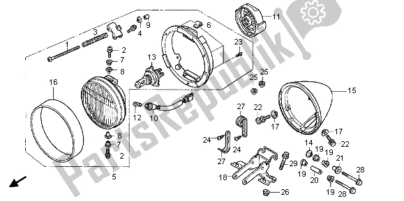 Tutte le parti per il Faro (eu) del Honda VT 750C 2006