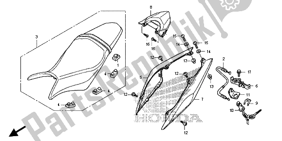 Alle onderdelen voor de Zitting En Achterkap van de Honda CB 600 FA Hornet 2013