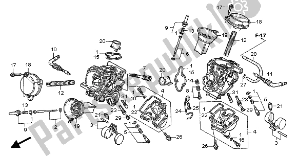 Alle onderdelen voor de Carburateur (onderdelen) van de Honda VT 125C 2001