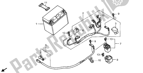 All parts for the Battery of the Honda VFR 800 2007