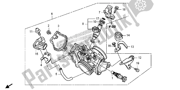 All parts for the Throttle Body of the Honda CRF 450R 2013