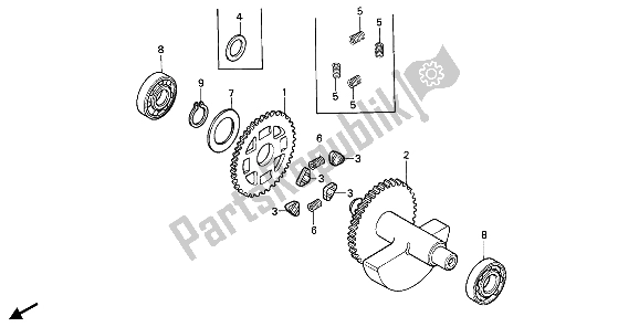 All parts for the Balancer of the Honda XBR 500S 1988