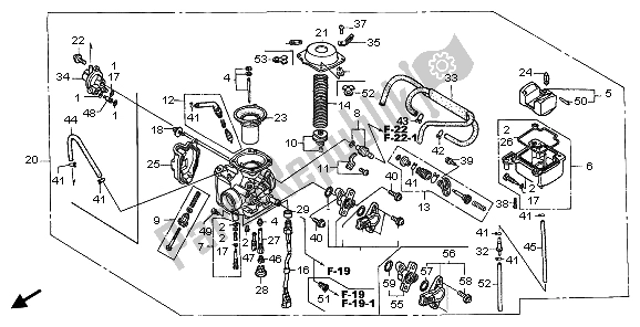 Toutes les pièces pour le Carburateur du Honda TRX 500 FA Foretrax Foreman 2007