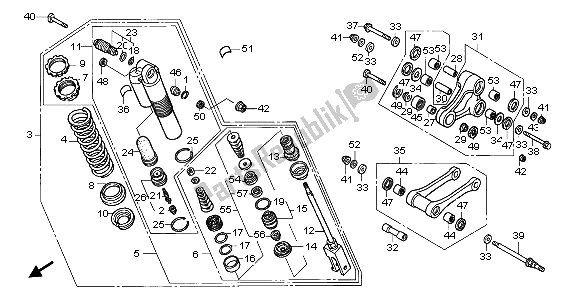 Todas as partes de Almofada Traseira do Honda CR 125R 2004