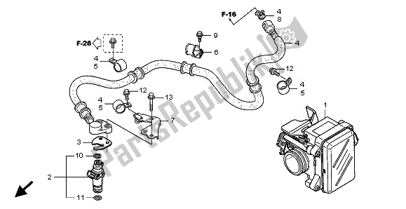 Alle onderdelen voor de Gasklephuis van de Honda SH 150 2010