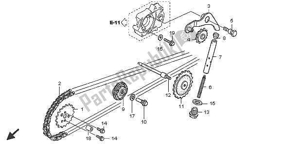 All parts for the Cam Chain & Tensioner of the Honda CRF 50F 2005