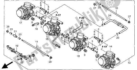 Tutte le parti per il Carburatore (assy) del Honda CBR 1100 XX 1998