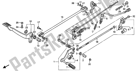 All parts for the Brake Pedal & Change Pedal of the Honda VT 600C 1989