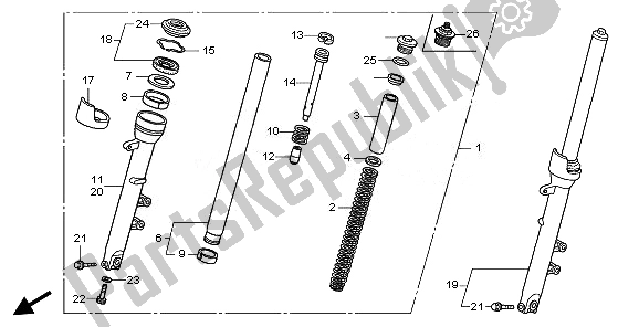 All parts for the Front Fork of the Honda CBF 600 NA 2008