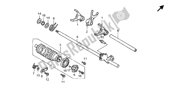 All parts for the Gearshift Drum of the Honda CBR 600F 2006