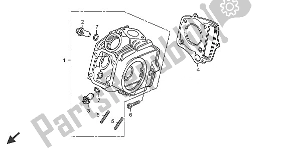 Alle onderdelen voor de Cilinderkop van de Honda CRF 50F 2005