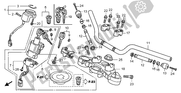 All parts for the Handle Pipe & Top Bridge of the Honda CBF 1000 FT 2011
