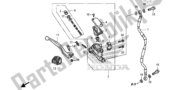 All parts for the Fr. Brake Master Cylinder of the Honda CRF 150 RB LW 2013