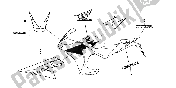 All parts for the Mark & Stripe of the Honda CBR 125 RT 2012