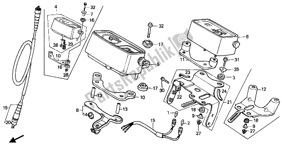 All parts for the Speedometer (kmh) of the Honda XR 250R 1985