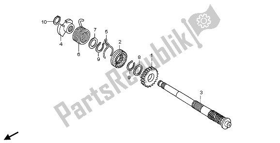 All parts for the Kick Starter Spindle of the Honda CRF 50F 2009