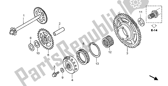 All parts for the Starting Clutch of the Honda CBF 1000 2007