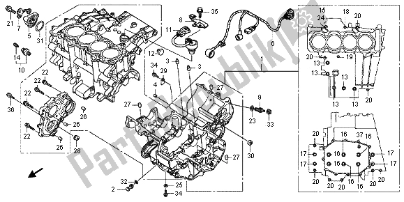 All parts for the Crankcase of the Honda CBF 1000F 2012
