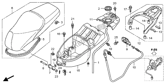 All parts for the Seat & Luggage Box of the Honda SH 125 2007