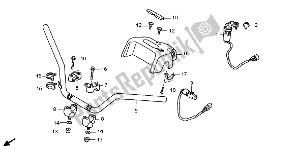 Tutte le parti per il Gestire Il Tubo del Honda TRX 500 FA Fourtrax Foreman 2003