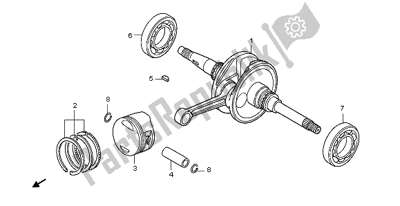 All parts for the Crankshaft & Piston of the Honda PES 125R 2013