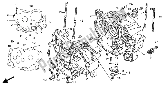 All parts for the Crankcase of the Honda TRX 500 FA Fourtrax Foreman Rubican 2009