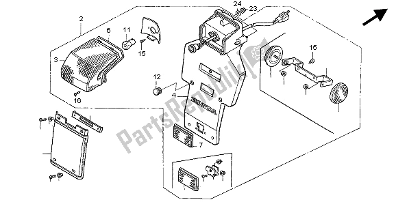 Alle onderdelen voor de Achterlicht van de Honda NX 650 1997