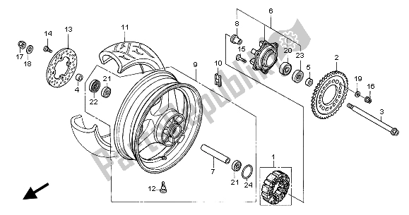 Tutte le parti per il Ruota Posteriore del Honda CBR 600 FS 2002