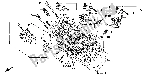 Alle onderdelen voor de Cilinderkop (voorzijde) van de Honda VFR 1200 FDA 2010