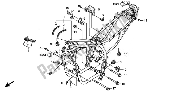 Tutte le parti per il Corpo Del Telaio del Honda XL 125V 2011