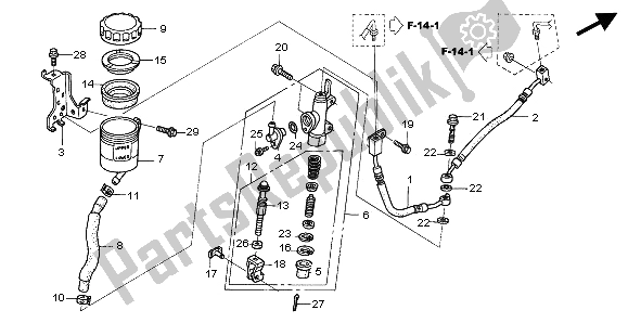 Tutte le parti per il Rr. Pompa Freno del Honda ST 1300A 2003