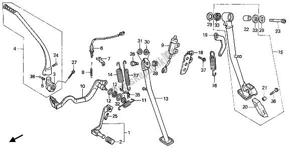 All parts for the Pedal & Stand of the Honda NX 650 1990