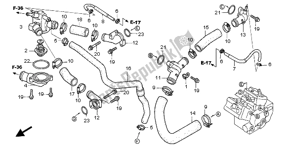 All parts for the Water Hose of the Honda VFR 800A 2002