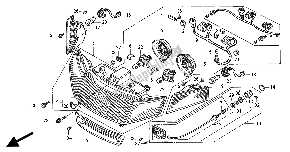 Alle onderdelen voor de Koplamp (eu) van de Honda GL 1500 SE 2000