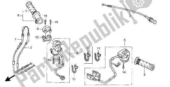 All parts for the Switch & Cable of the Honda VTR 1000 SP 2003