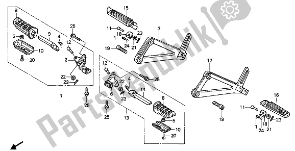 Toutes les pièces pour le étape du Honda NX 250 1988