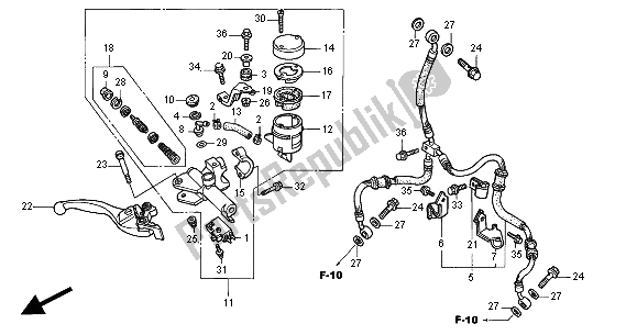 Tutte le parti per il Fr. Pompa Freno del Honda VTR 1000F 2000