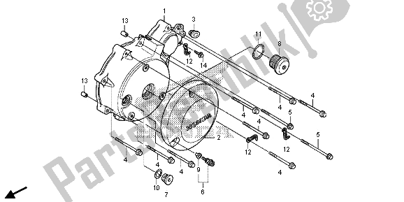 All parts for the Left Crankcase Cover of the Honda VT 750 CS 2013