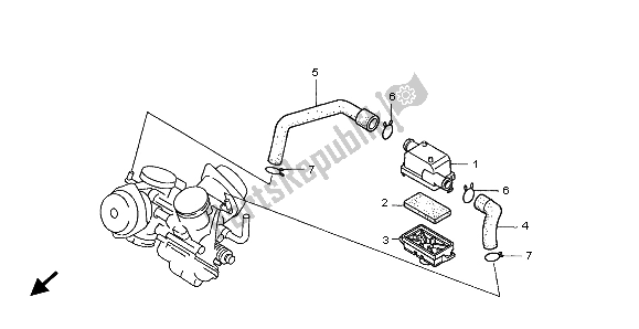 Alle onderdelen voor de Sub Luchtfilter van de Honda VT 1100C3 1999