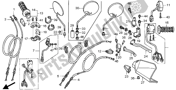All parts for the Handle Lever & Switch & Cable of the Honda XR 250R 1997