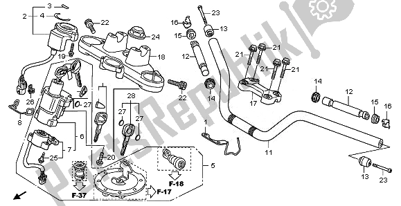 All parts for the Handle Pipe & Top Bridge of the Honda NT 700V 2008