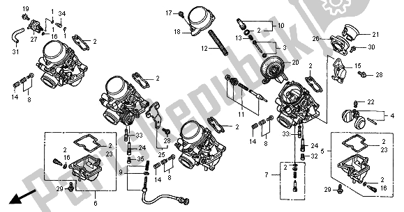 Tutte le parti per il Carburatore (parti Componenti) del Honda CB 600F Hornet 2001