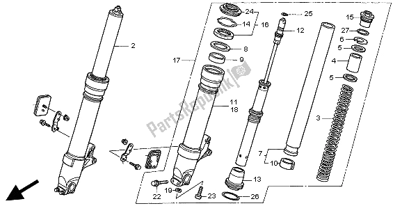 All parts for the Front Fork of the Honda CBR 900 RR 1999