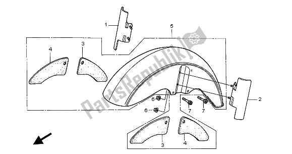 All parts for the Front Fender of the Honda GL 1500C 2002