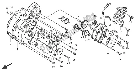 All parts for the Left Crankcase Cover of the Honda TRX 300 EX Fourtrax 2005