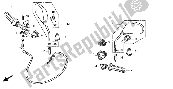 Tutte le parti per il Interruttore E Cavo E Specchio del Honda SH 125 2012