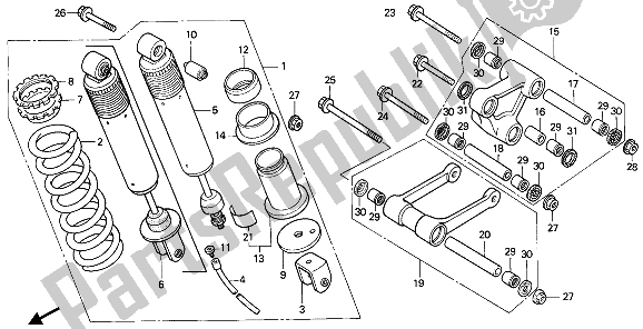 Todas as partes de Almofada Traseira do Honda XL 600V Transalp 1990