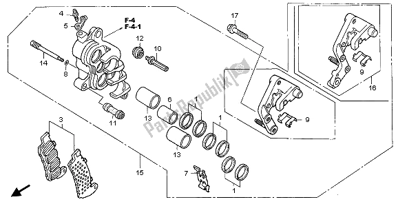 All parts for the R. Front Brake Caliper of the Honda NT 700 VA 2006