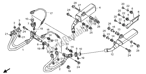 All parts for the Exhaust Muffler of the Honda ST 1300A 2009